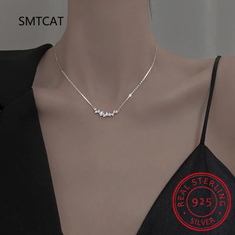 0.9ct 100% Real Moissanite Necklace Brilliant Diamond Smile Pendant Necklace for Women Girls Wedding Party Gift Jewelry view 3