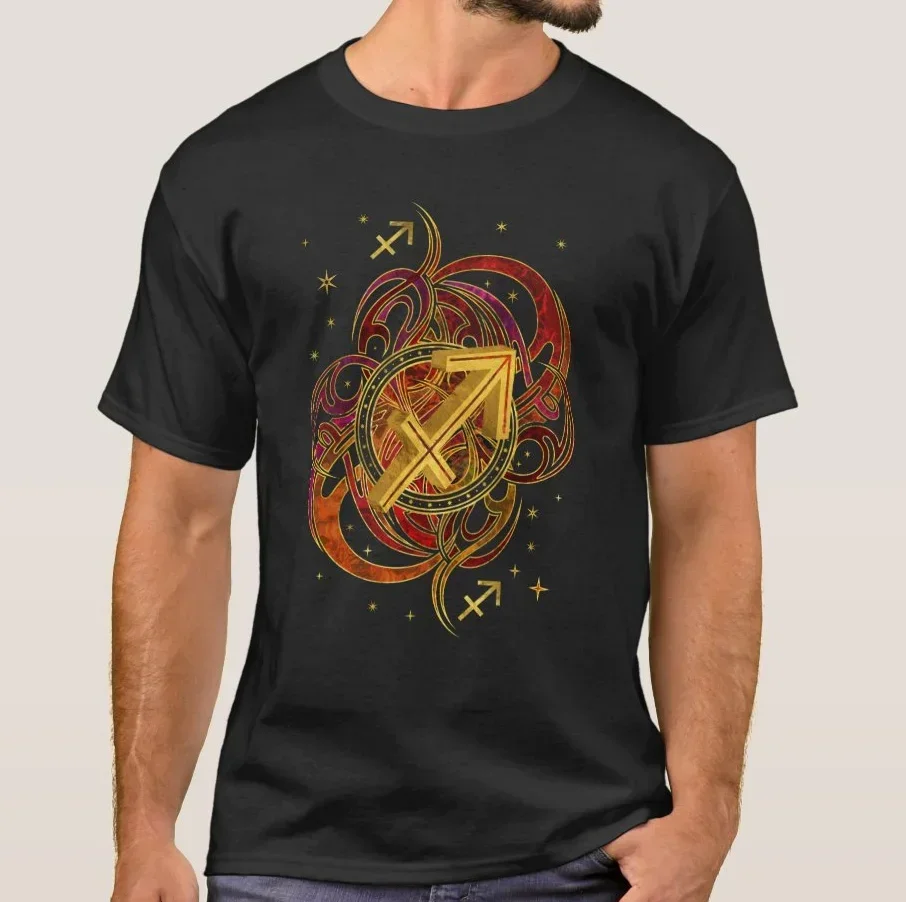 Fashion Astrology Horoscope Sagittarius Zodiac Sign T-Shirt 100% Cotton O-Neck Short Sleeve Casual Mens T-shirt Size S-3XL