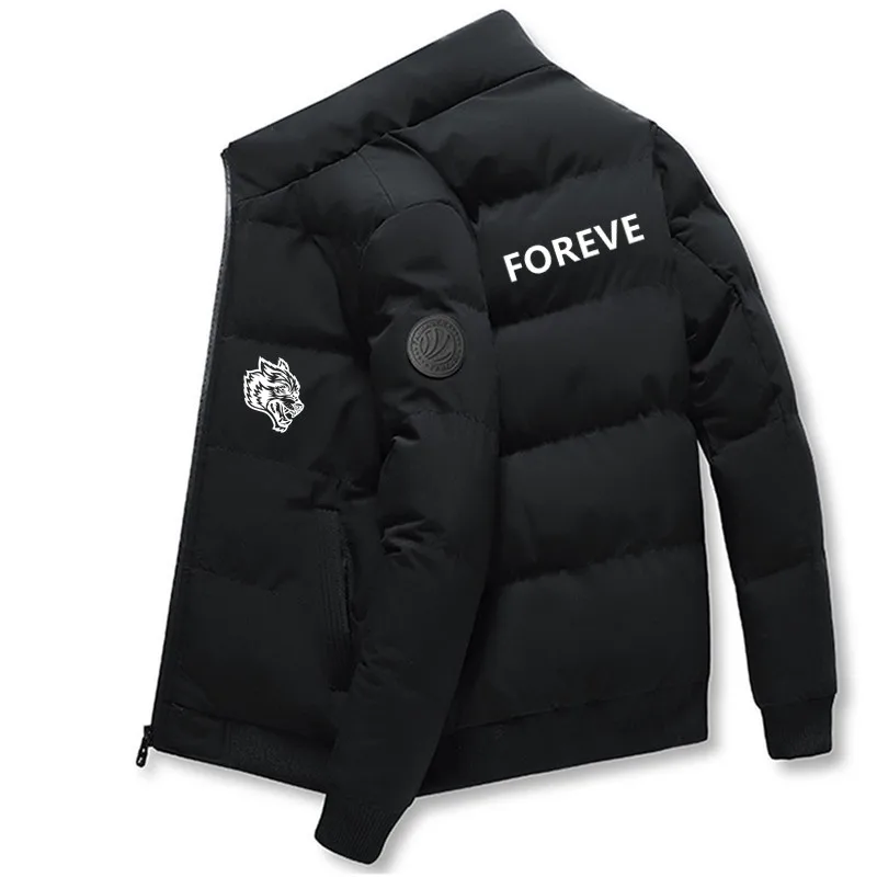 Wolf Head Pattern Autumn Winter Jacket Men Cotton Padded Jacket Streetwear Casual Jacket Men Fashion Parka Top Male Warm Coats