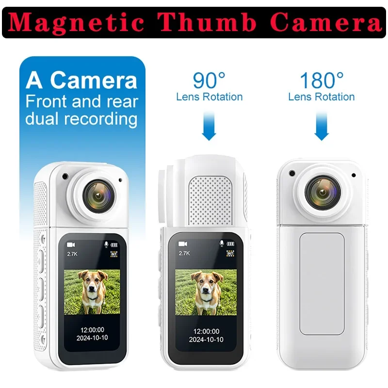 

Thumb Camera 2.7K HD 1080P Thumbcam 180° Rotate WIFI Mini Camcorder Sport DV Cycling Recorder Magnetic Attraction Action Camera