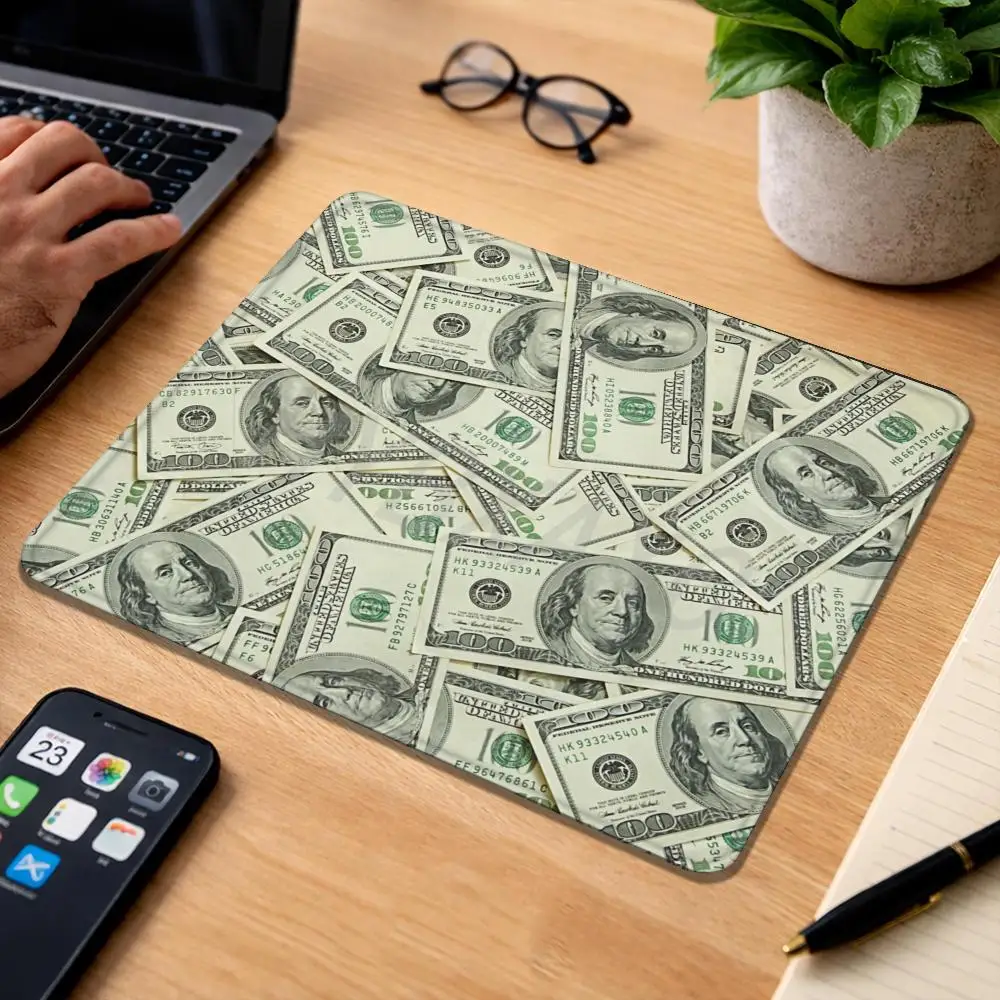 HYBXAXC Dollar Bill Money Pattern Small Mouse Pad Anti Slip Rubber Base Desk Mat For Gaming Office Laptop