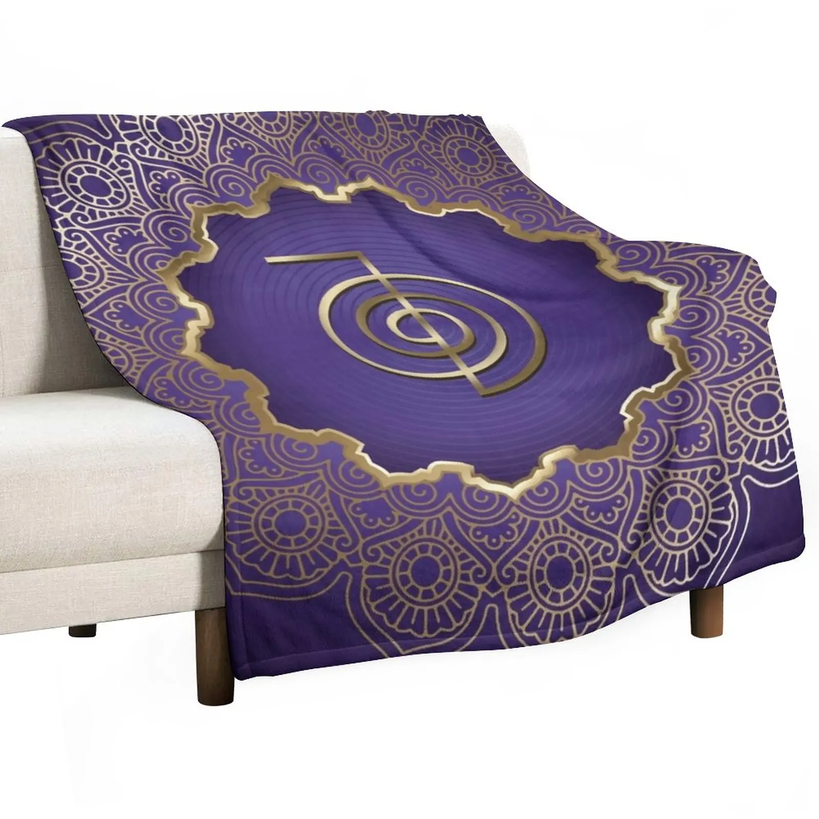 

Reiki Healing Cho Ku Rei, Golden Mandala Throw Blanket Blanket For Decorative Sofa Blankets Sofas Of Decoration