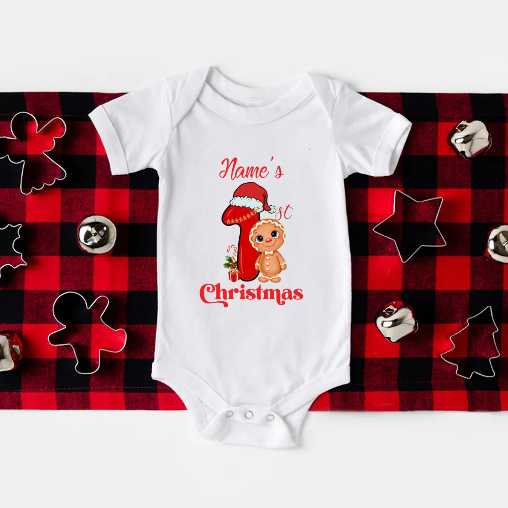 Personalised Baby 1st Christmas Bodysuit Babies 1st Xmas Gift Custom Baby Name First Xmas Romper Clothing Holiday Gift