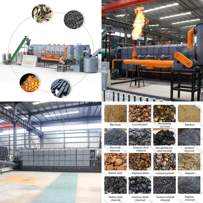 Charcoal Production Kiln Furnace Biochar Kiln Continuous Charcoal Production Line Coconut Shell Carbonization Furnace Motor