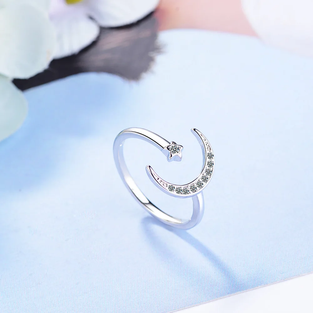 Punk Vintage Moon Star Ring For Women Marriage Men Adjustable Size Geometric Rings Exquisite Creative Jewelry Wholesale