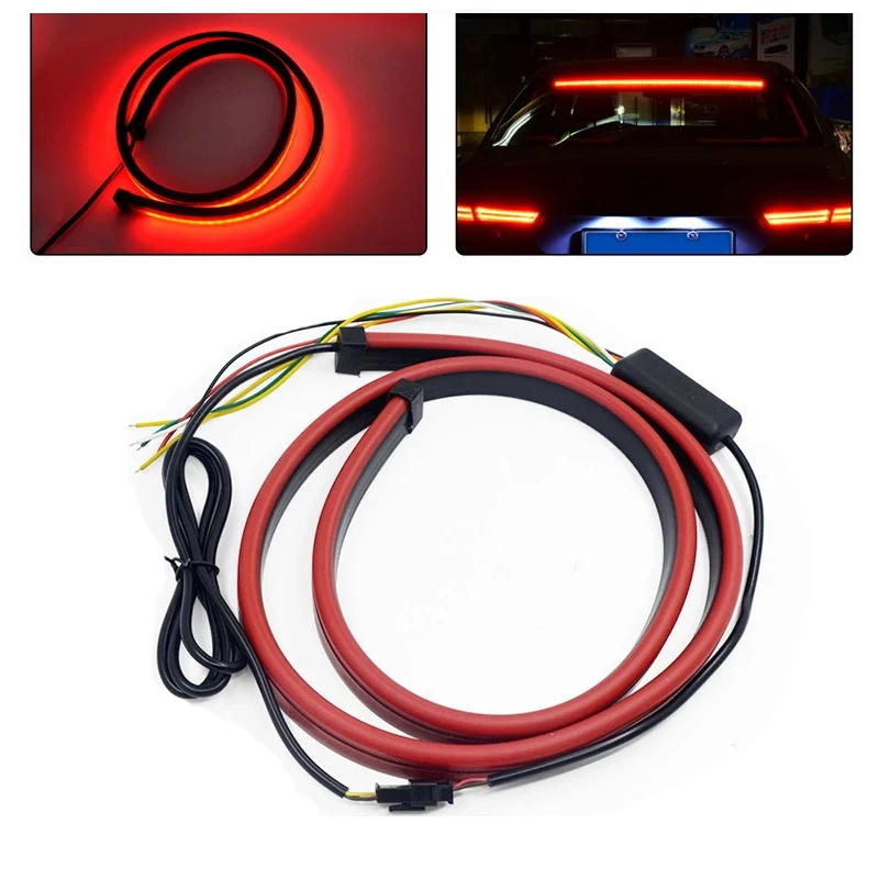 100/90cm High Mount Car Signal Lamp Led Strip Brake Light Stop Driving Warning Tail Lights Single Multiple Mode Flexible Styling