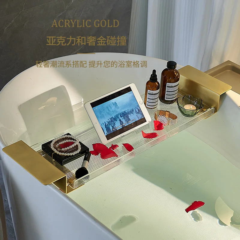 

Bathtub Shelf Retractable Multifunctional Toilet Bathing Bathroom Shelf Bathing Mobile Phone Gold Storage Bracket