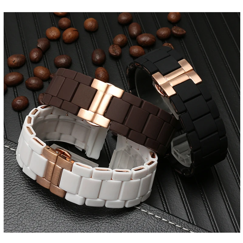 Silicone Rubber Watchband silicone wristband bracelet Rose gold buckle for AR5905 AR5906 AR5919 AR5920  20 23mm watch band strap