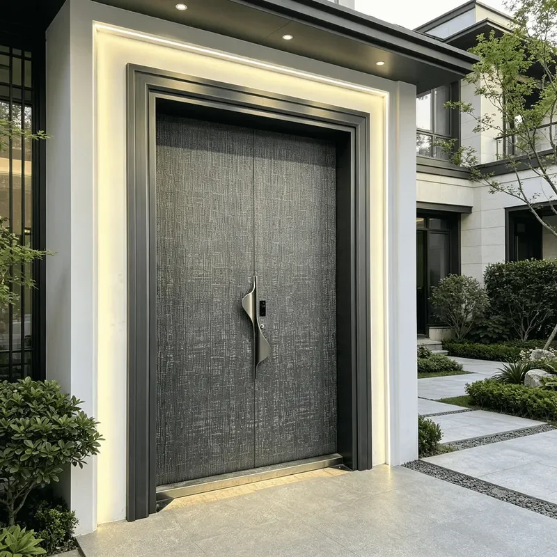 Luxury Double Opening Anti Theft Villa Entry Door Light Luxury Carved Cast Aluminum Courtyard Gate For Self Built House