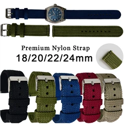 Nylon Weave Watch Strap 18mm 20mm 22mm 24mm Quick Release Band for Seiko Military for Samsung Galaxy Watch 5/4 for Huawei Belt