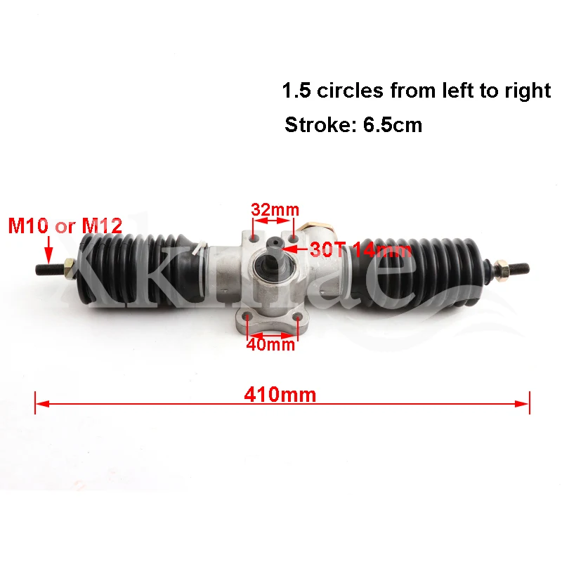 420mm 30T M10-M12 Power Steering Gear Rack Pinion Assy Fit For DIY China 110cc-250cc Go Kart Buggy Karting ATV UTV Bike Parts