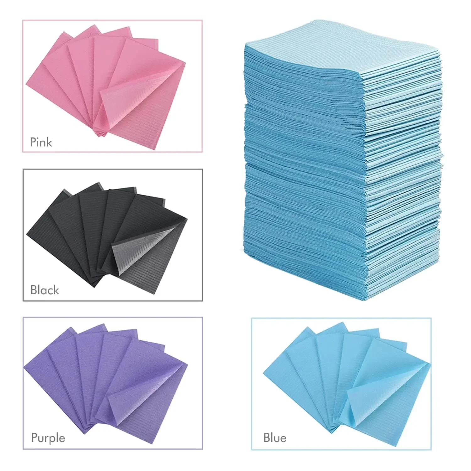 20 Pcs Disposable Nail Table Towels Mat Purple Dental Bibs 3-Ply Dentist Bibs 13 X 18 Disposbale Tray Covers Nail Pad Dientes