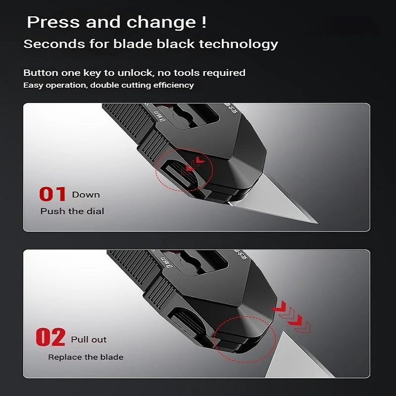 2-in-1 Utility Retractable Heavy-duty Practical Scraper/Art Knife,One Click To Replace Blade,Rubber Handle Multifunctional Tool