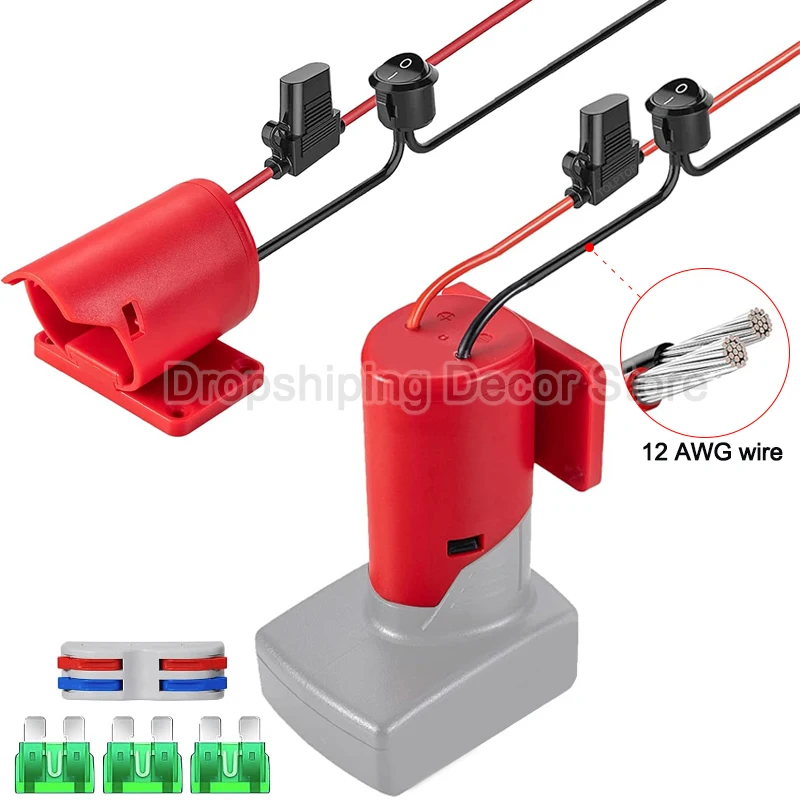 Imagem -02 - Power Wheels Adaptador de Bateria para Milwaukee 12v Li-ion Adaptador de Bateria Kit Conversor com Fio de 12 Calibres