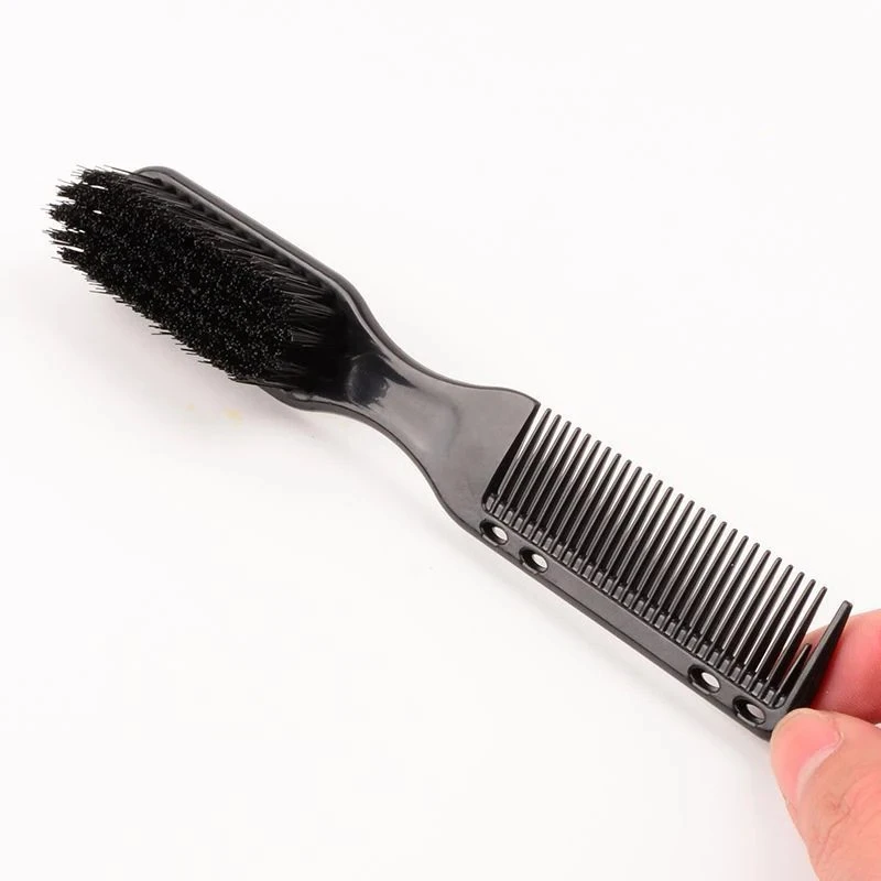 1Pc Doubleside Comb Brush Black Small Beard Styling Brush Shave Beard Brush Barber Vintage Carving Cleaning Brushes Professional