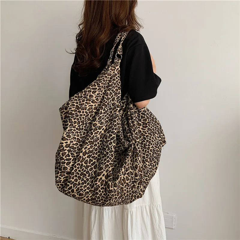 Leopard Design Large Capacity Big Shopping Bags 2024 Korean Fashion Shopper for Women Lady Shoulder Bag Girl bolsos de mujer