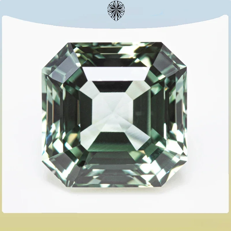 

Top Lab Grown Sapphire Green Color Square Asscher Cut VVS1 Charms DIY for Jewelry Making Materials Selectable AGL Certificate