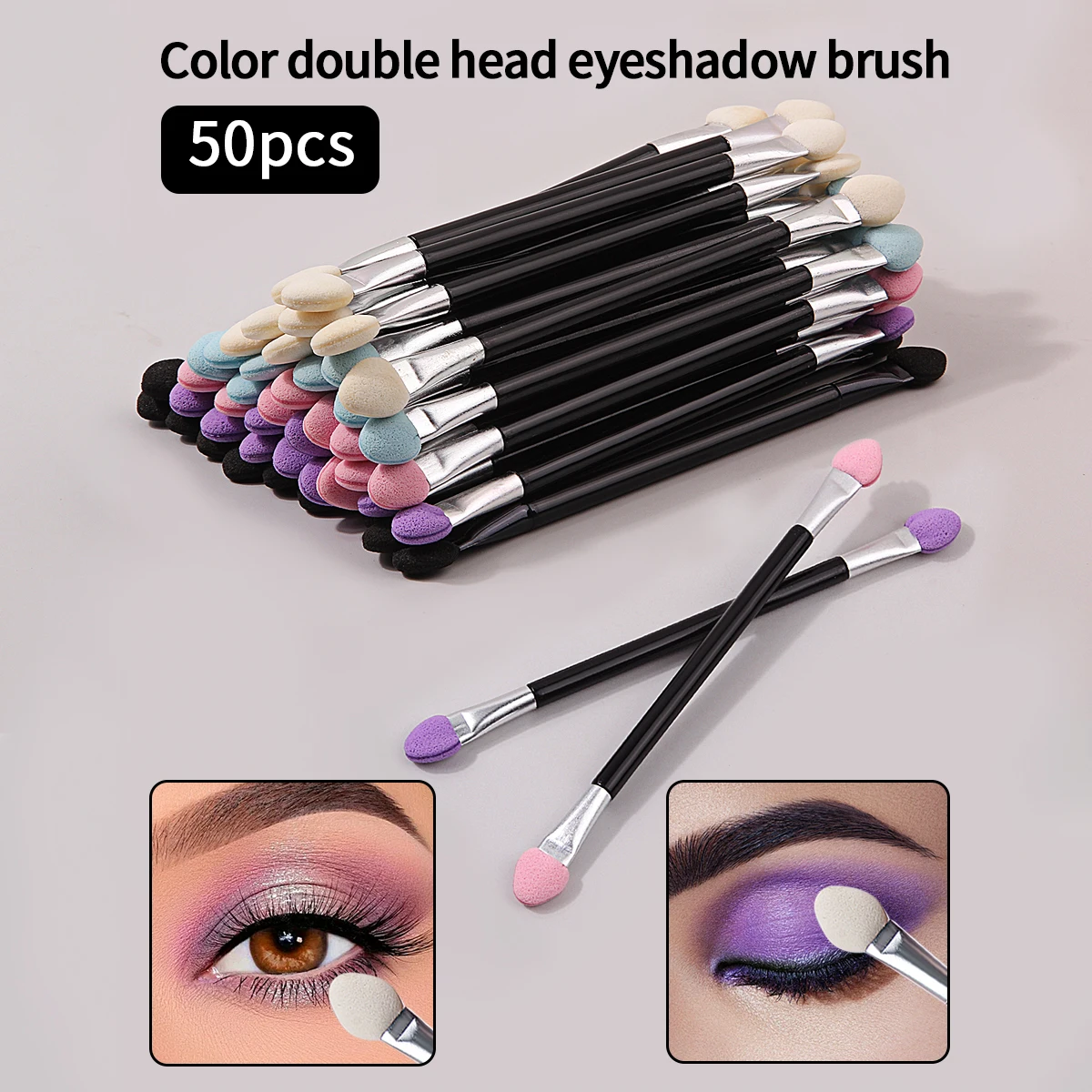 50/10PCS Professional Sponge Stick Eyeshadow applicator Makeup Brush Double head Eyeshadow Brush Mini Portable Sponge nail brush