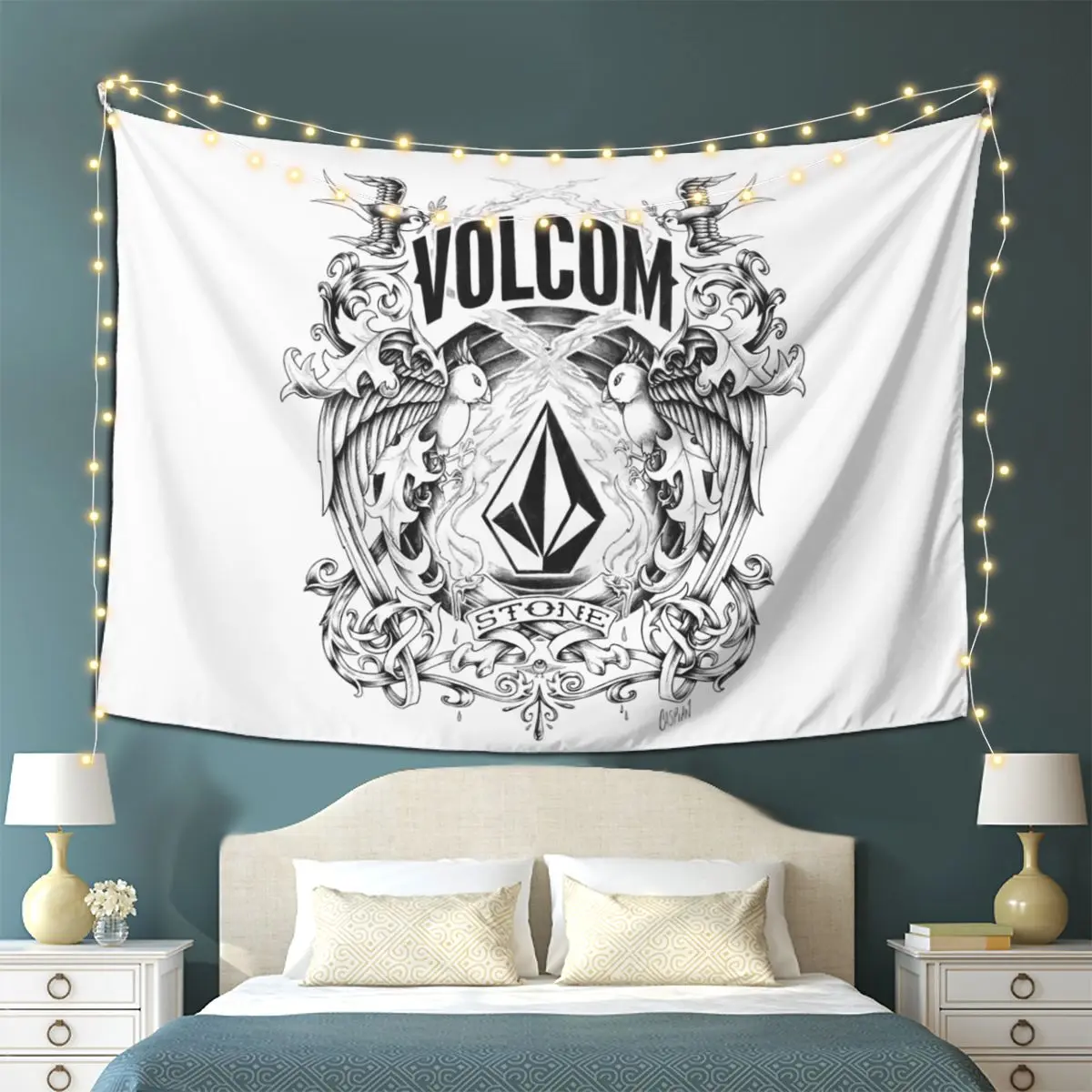 

V-Volcom Logo Tapestry Wall Hanging Aesthetic Home Decoration Tapestries for Living Room Bedroom