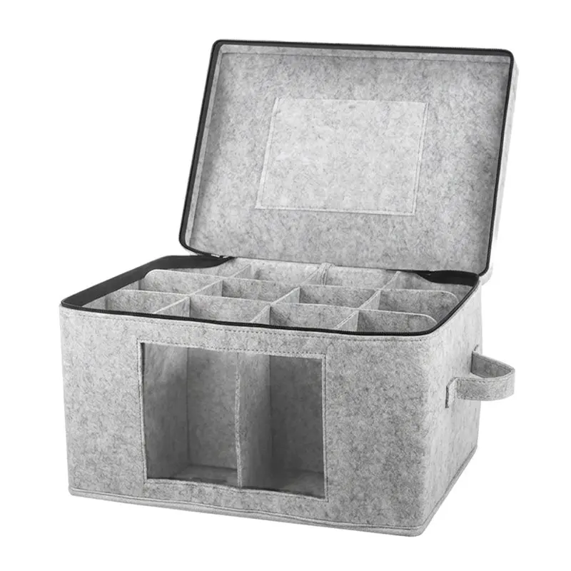 DT39 Wine Glass Storage Box 12 Grids Stemware Organizer Hard Shell Packing Box for Moving Champagne Flute Storage