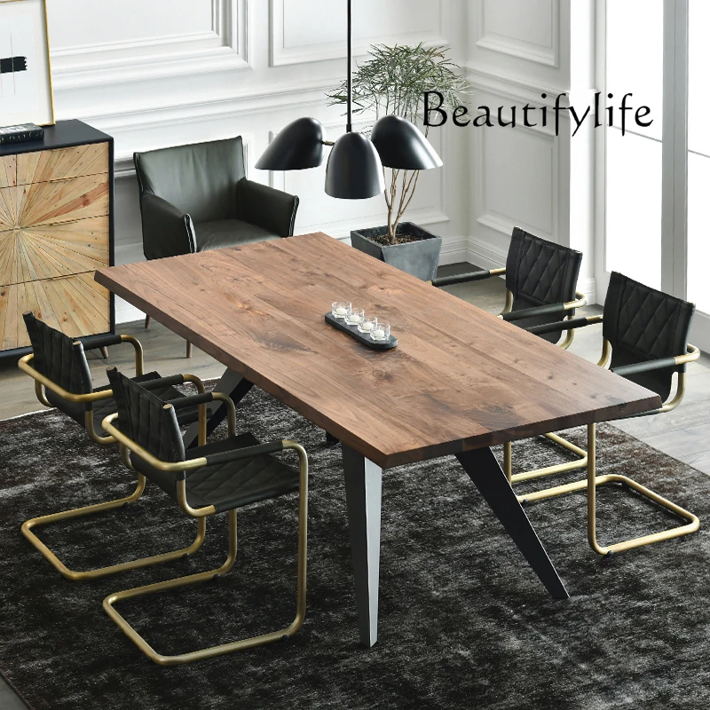 Nordic Antique Style Solid Wood Dining Table Household Minimalist Large Board Table