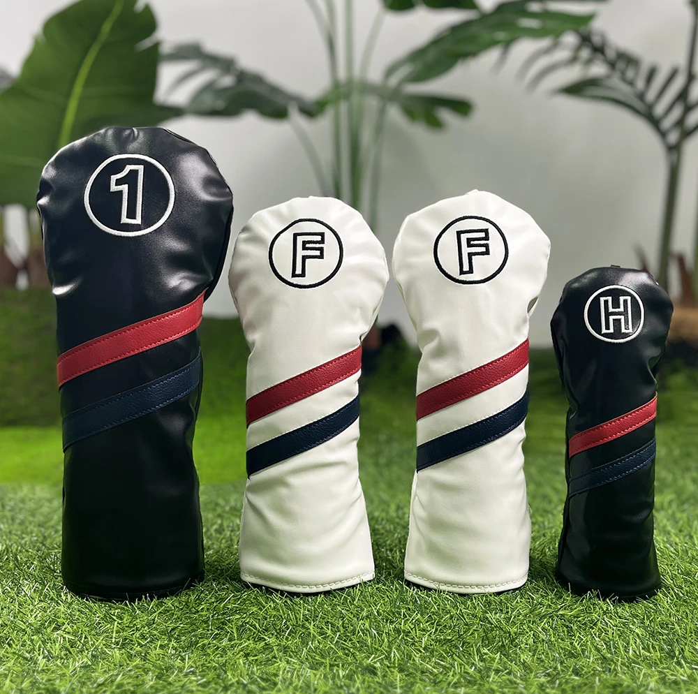 1PC/4PCS Double‑Line Golf Headcover, Durable Protective Sleeve Fits Driver Fairway Hybrid, Universal Golf Accessory
