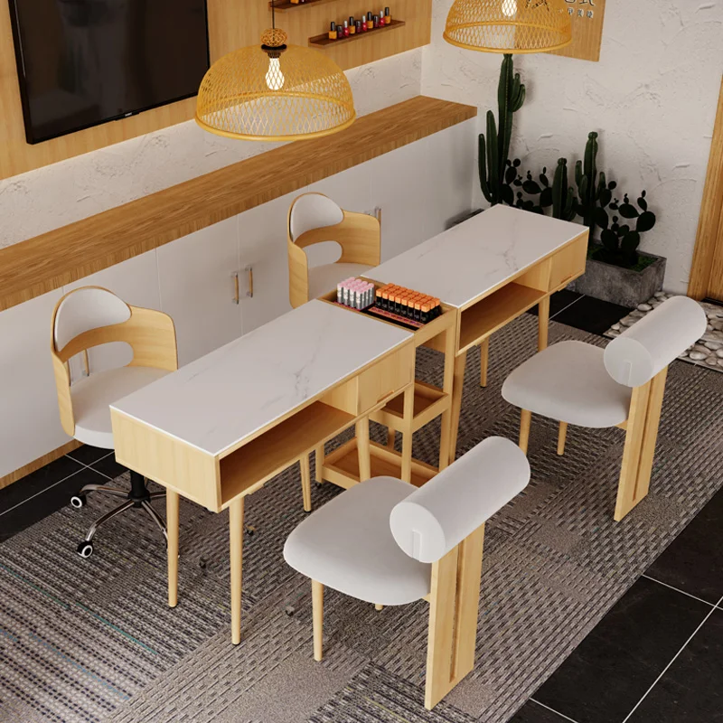 

French Design Manicure Table With Storage Professional Premium Glam Nail Table Portable Simple Table Manucure Salon Furniture