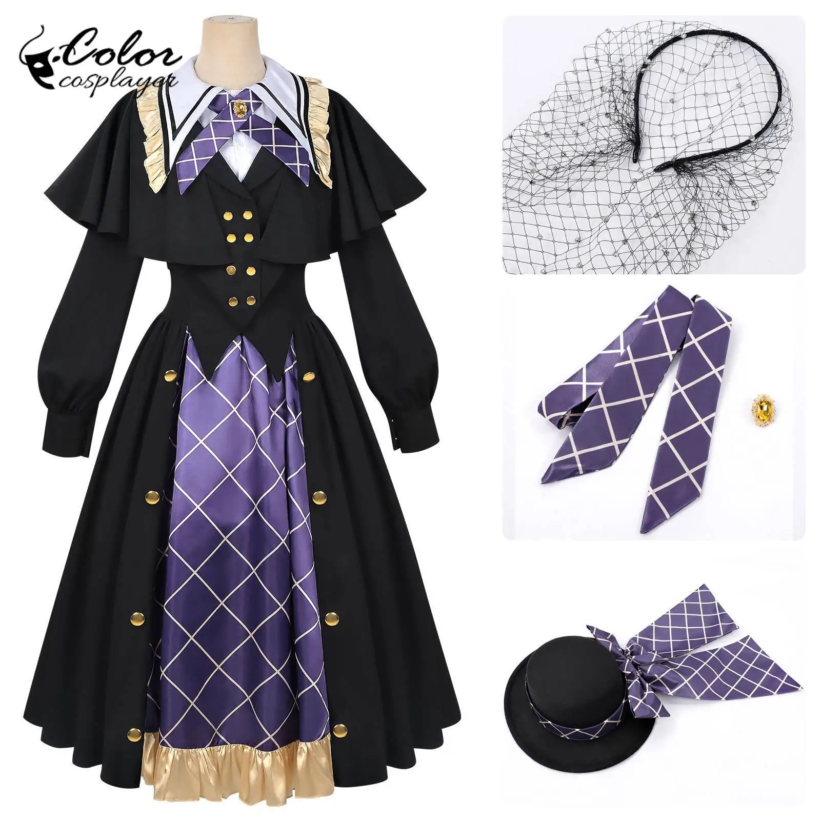 

Костюм для косплея из аниме: Черное платье-униформа для женщин, комплект для Comic Con, в стиле «Хранитель могил» (Grave Keeper)