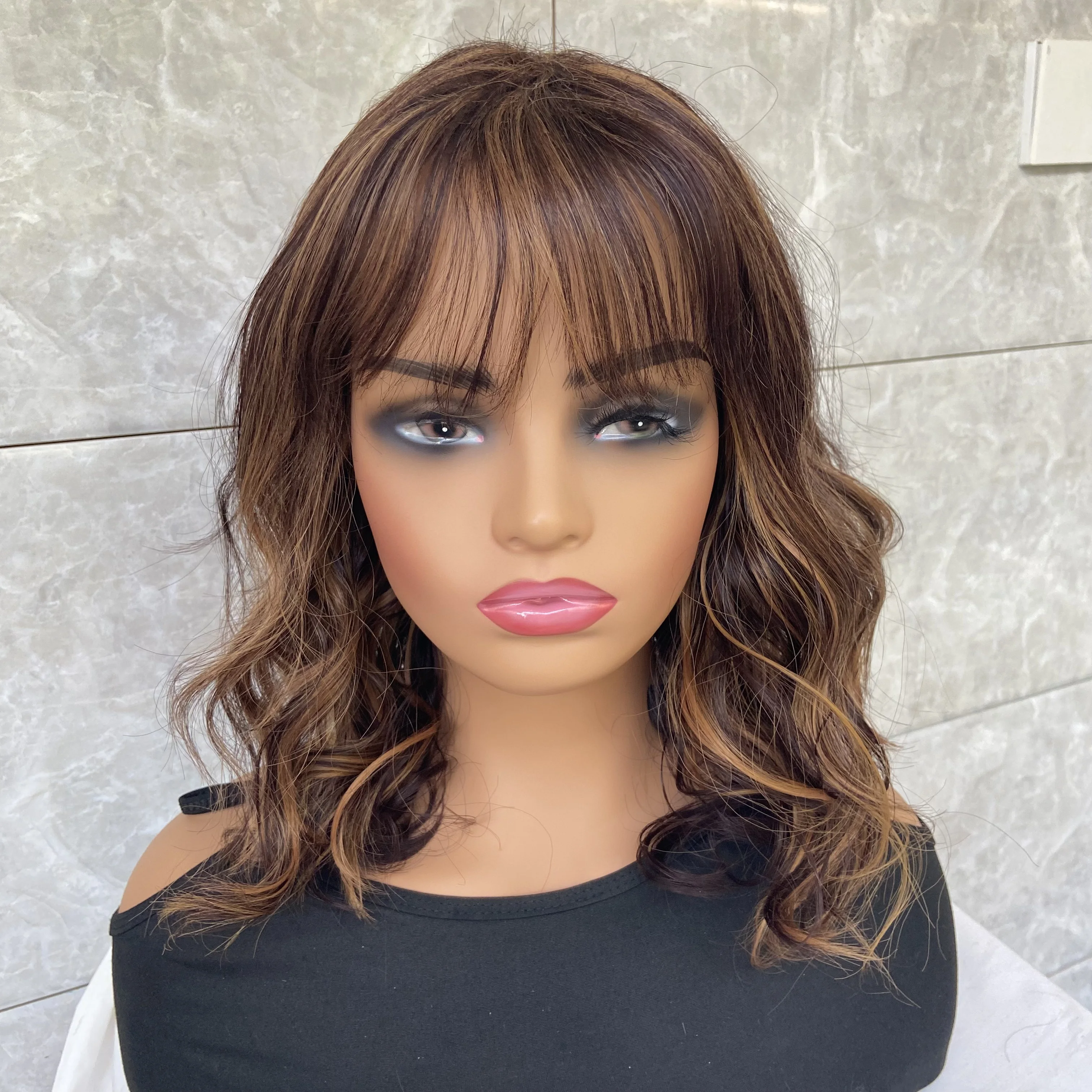 fashiomag-natural-soft-wavy-highlight-brown-mix-synthetic-hair-wig-for-women-daily-use