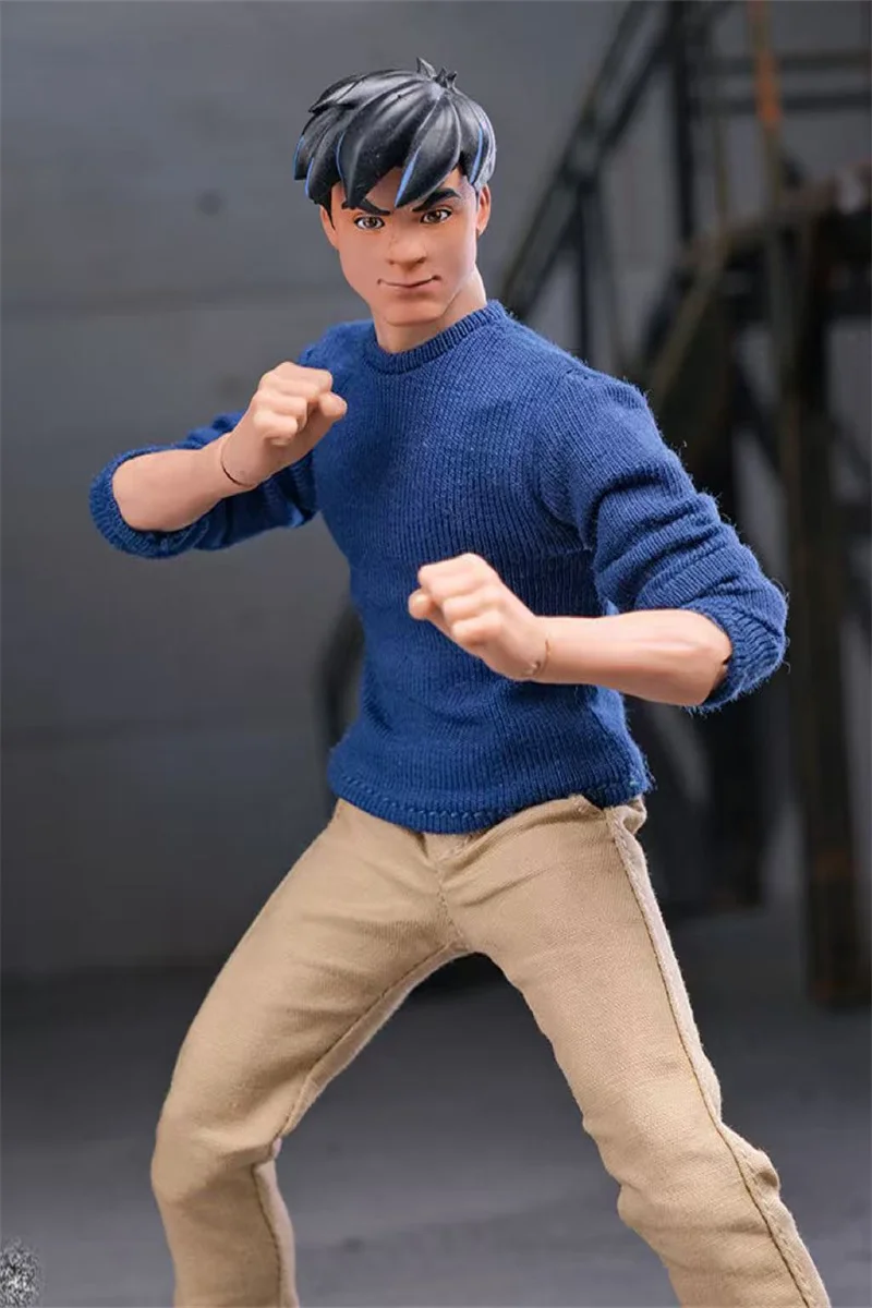 

НОВЫЙ АКЦИЯ, ручная работа, масштаб 1/12, мужской солдат, нежный синий топ и повседневные штаны для 6-дюймовых экшн-фигурок, игрушки для коллекции