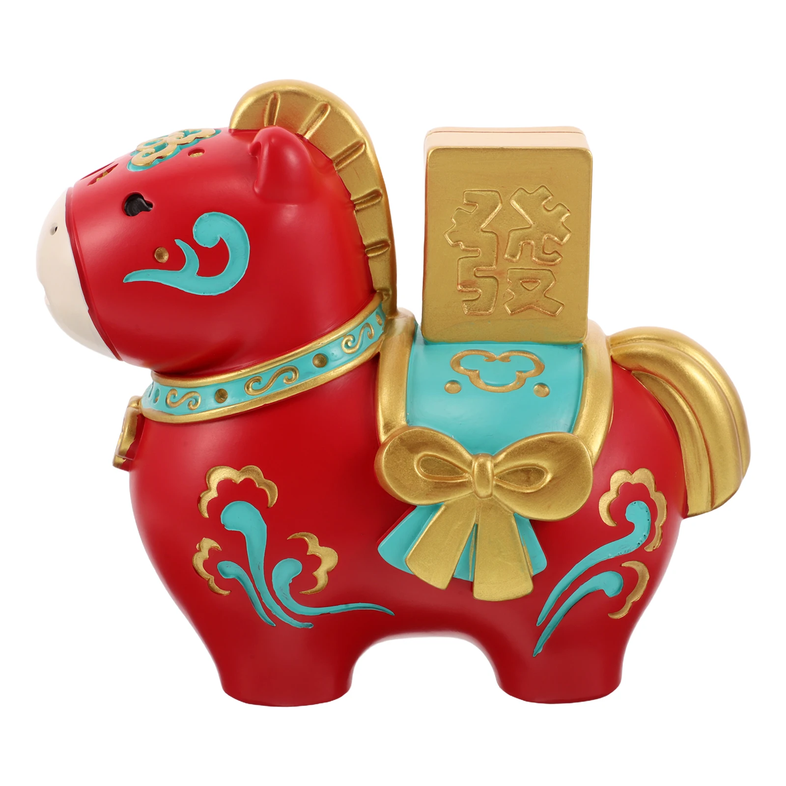 سنة الحصان حصالة على شكل حيوان 2026 السنة الصينية الجديدة زودياك هدية الراتنج الثروة الحظ حصالة حصان عملة البنك #4