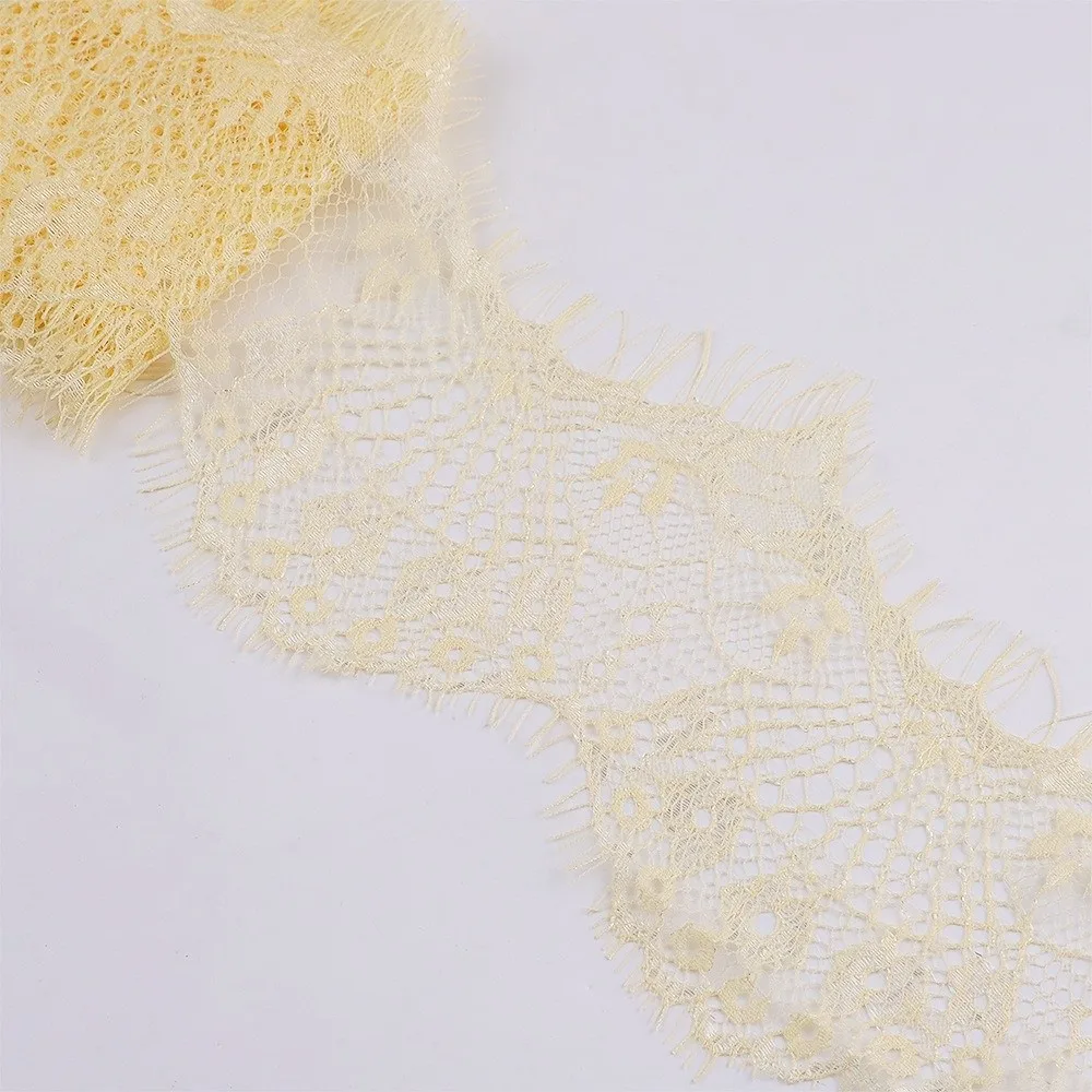 New 3 Yard Lace Trim Ribbon Floral Pattern Cuttable Eyelash Lace Fabric Soft Texture 9.5cm Wide Floral Lace Trim DIY Crafts
