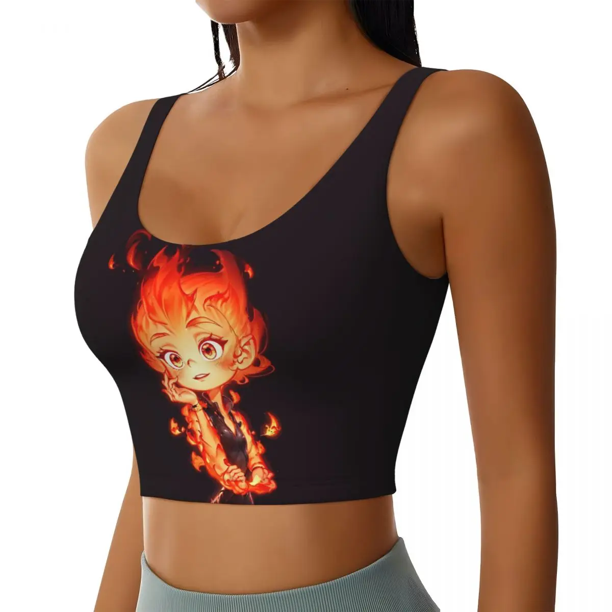 Custom Women's Elemental Embe Anime Sports Bra High Impact Gym Workout Running Crop Tank Tops