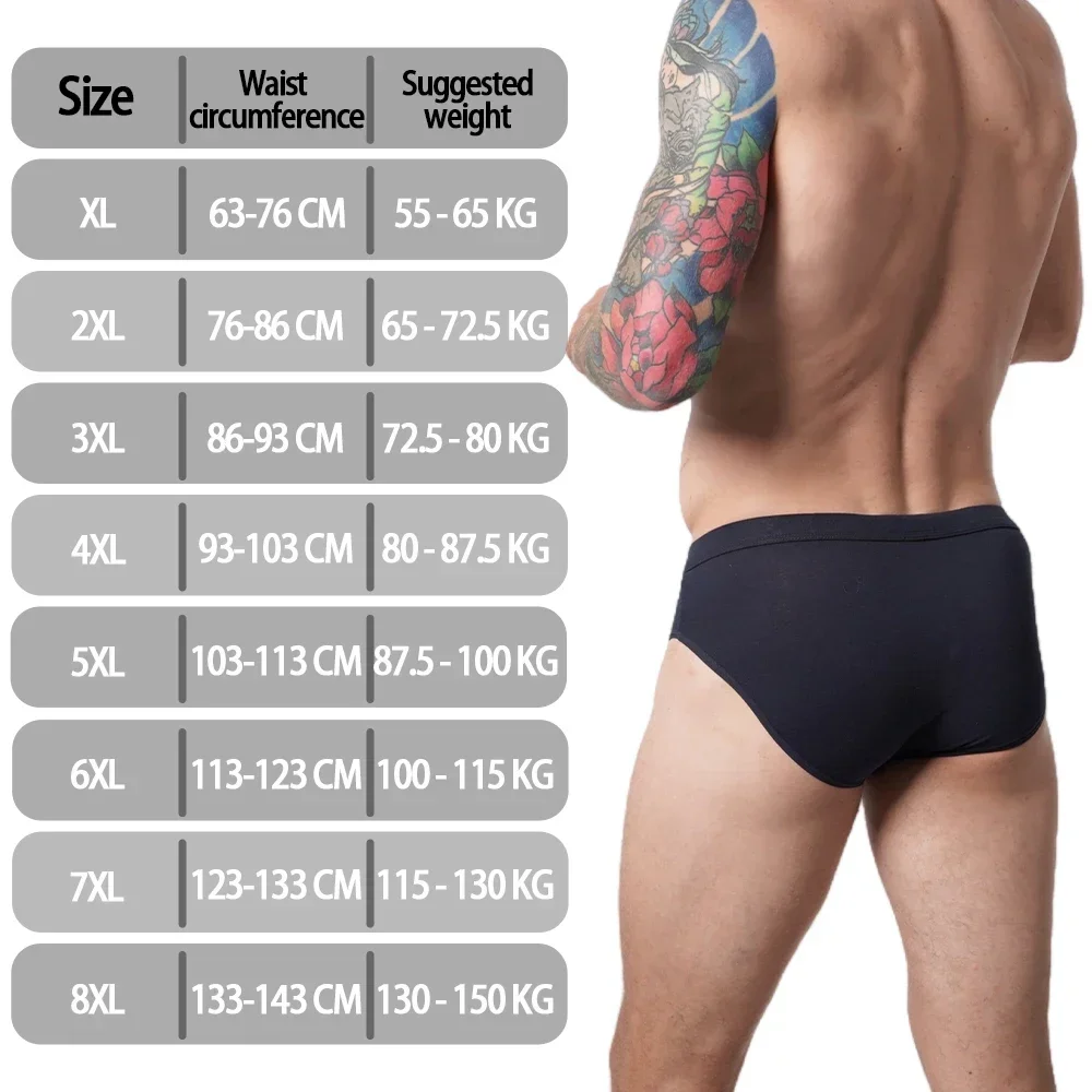 2PCS Fashion Cotton Briefs Men\'s Comfortable Underpants Breathable XL-8XL Underwear Panties Solid Sexy Comfortable Shorts