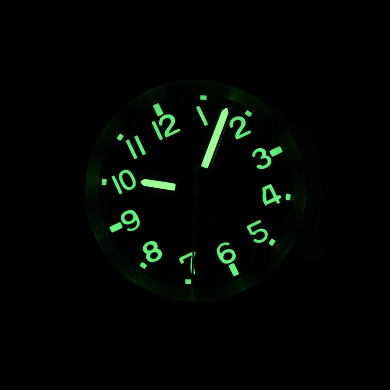 Milifortic 36mm W10 Military Wristwatches NH38 Movement Automatic Mechanical Sterile Dial Leather 100M Waterproof Watches