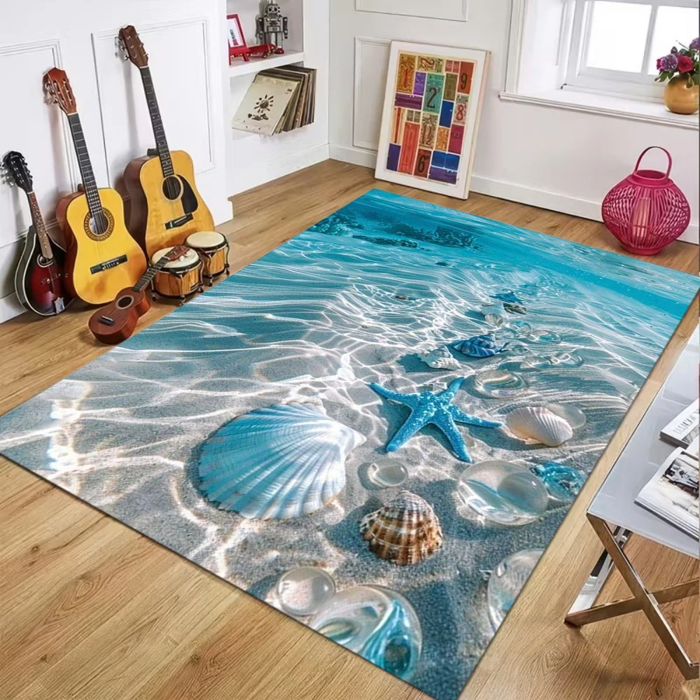 Pure Seawater Rug Realistic Carpet Home Decor Soft Non-slip Floor Mat for Live Room Bedroom Table Carpets Easy To Clean Rugs