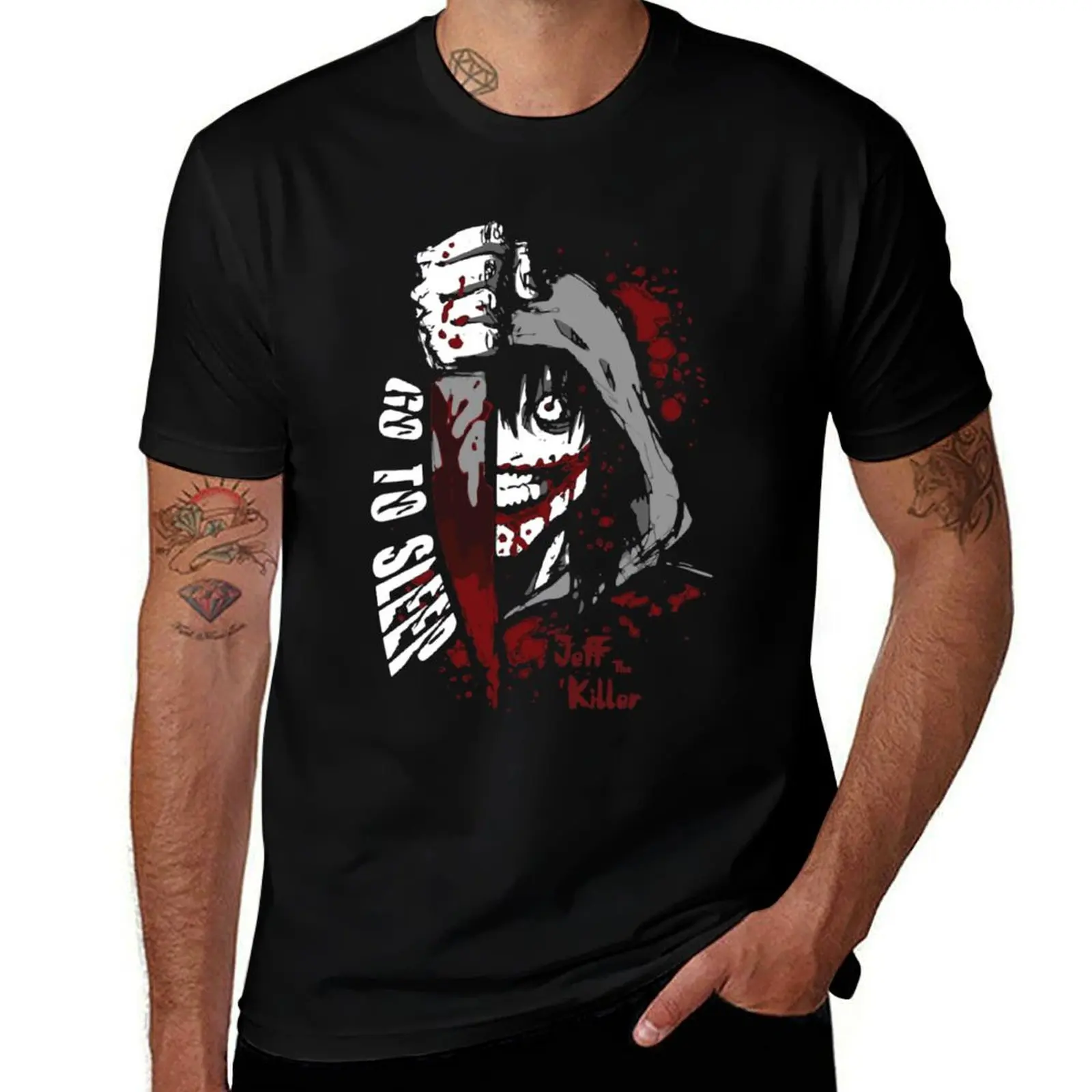 

Jeff The Killer - Go to Sleep T-Shirt vintage tops vintage anime shirt anime clothes t shirt men 100℅ cotton