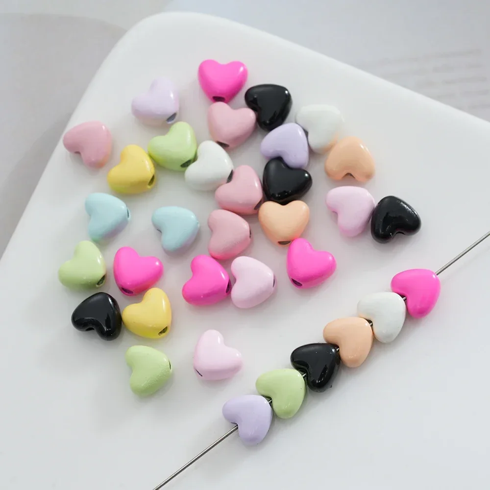 

10pcs Alloy Oil Dripping Candy Color Heart Shape Beads Metal Loose Bead Spacer For Diy Necklace Bracelet Women Accessories