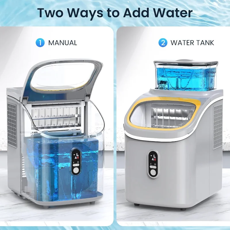 ZAFRO カウンタートップ製氷機、30ポンド/24時間、自動洗浄機能と24時間タイミング製氷機、アイススクープ&アイスバスケット付き