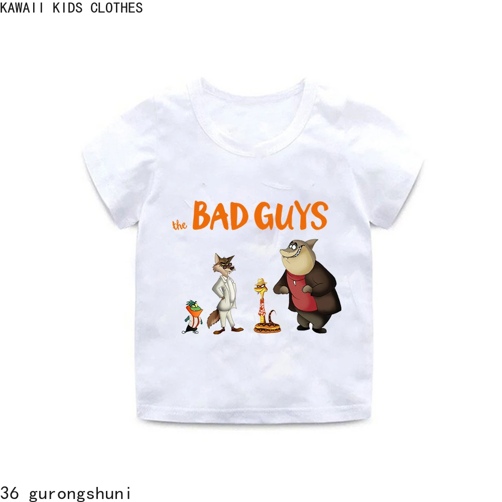 2024 Movie Show The Bad Guys T Shirt Mr. Wolf Boys Girls Cartoon Short Shirts Children Clothing Summer Tops Kids Clothes Tee