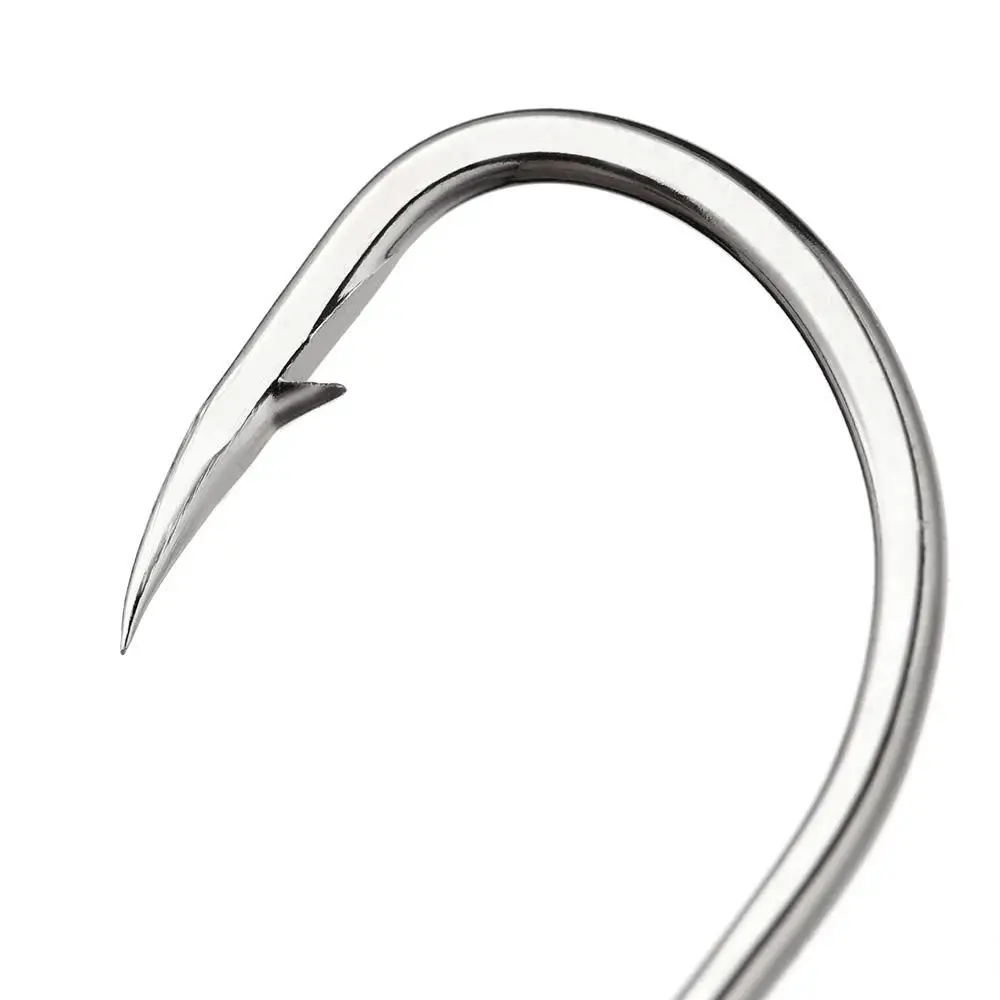 

50Pcs/Box Durable Fishing Tackle Accessories 1#-8# Offset Narrow Bait Hook Double Barbed Long Shank Hooks Long Handle
