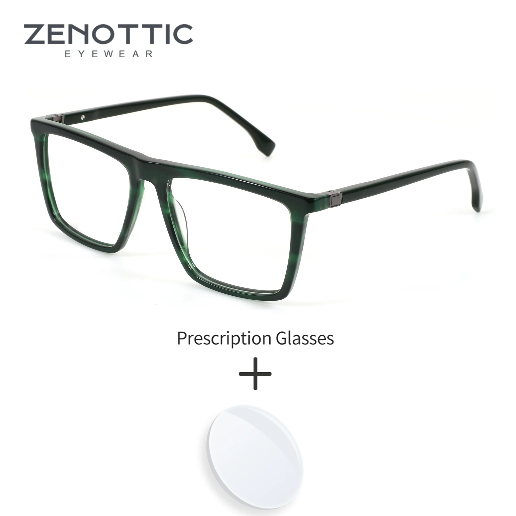 

ZENOTTIC Prescription Glasses For Men Square Acetate Progressive Multifocal Photochromic Lenses Myopia Correction Optical