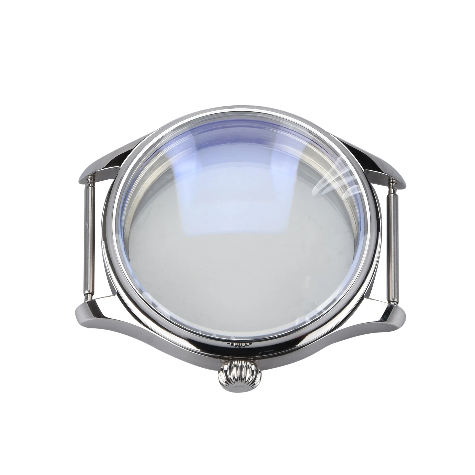 الراقية مقاوم للماء الفضة 44 مللي متر الفولاذ المقاوم للصدأ صلابة عالية حافظة ساعة معدنية لاستبدال علبة الساعة ETA6497/6498 #5