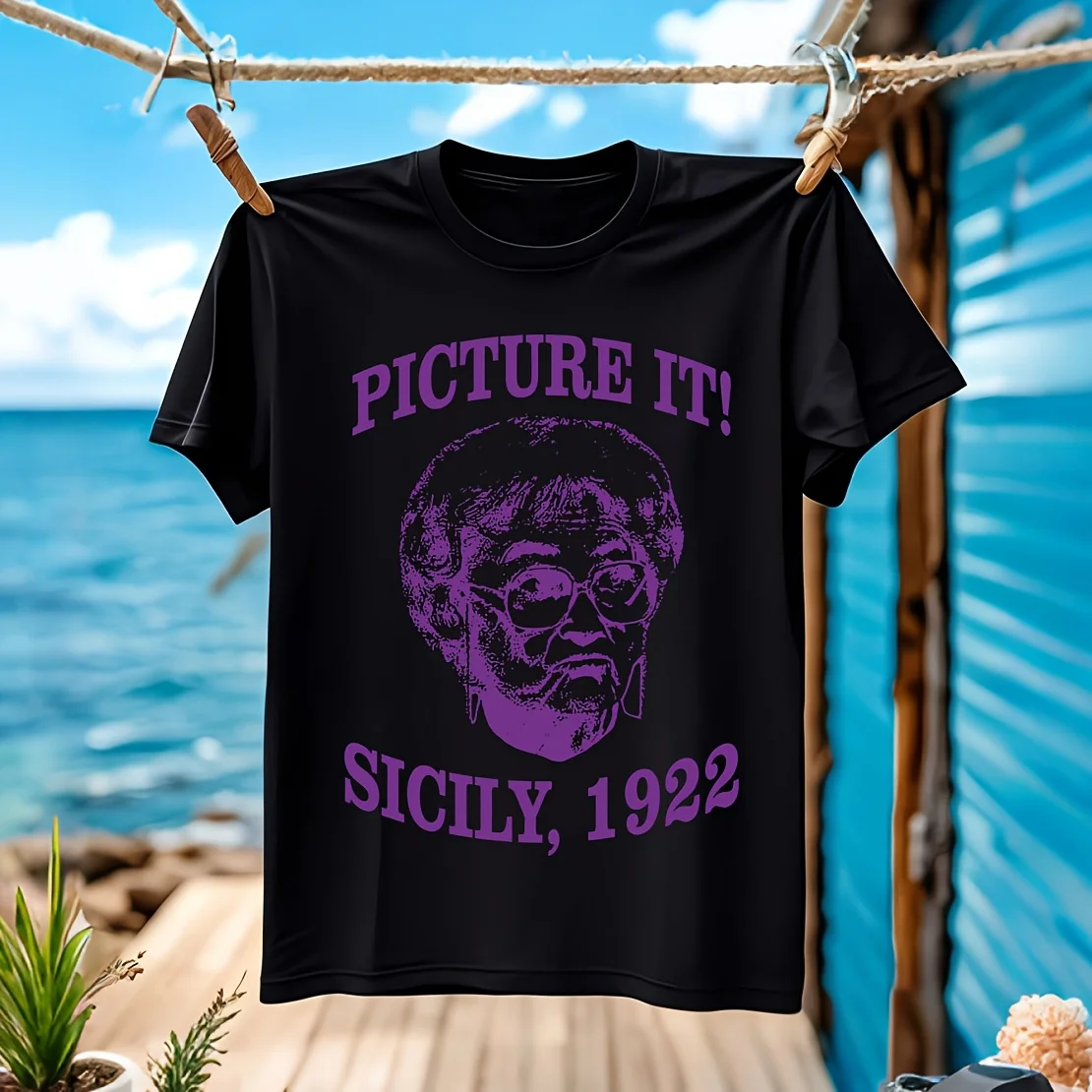 

Golden Girls, София Petrillo, Изображение...Sicily, 1922!, Забавная мужская футболка из 100% хлопка, повседневная, дышащая, удобная для улицы