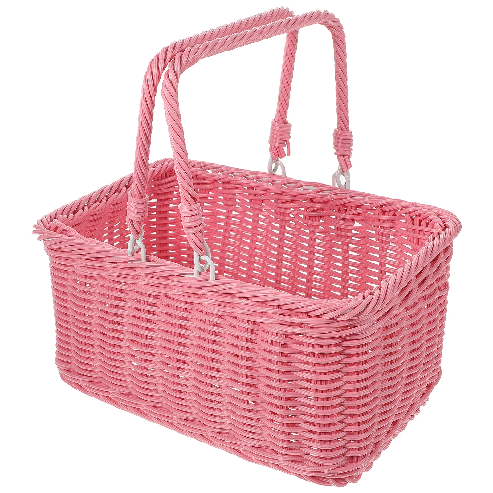 Woven Storage Basket with Handle Multi-Functional Picnic Snacks Sundries Organizer Handheld Rustic Vegetable Basket
