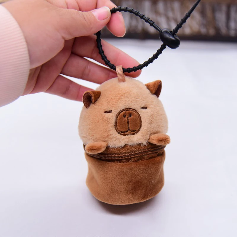 Children Cute Capybara Coin Purse Lovely Animal Plush Toy  Pendant Fun Key Schoolbag Decoration Charm Fun Small Storage Bag Gift