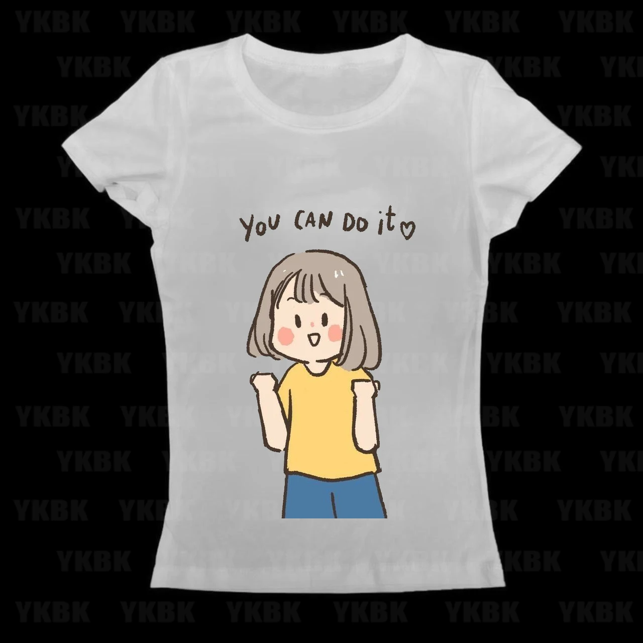 You can do it print fashion streetwear pattern printaesthetic retro casual short sleeved Y2k style clothing Emo Gilrs 2000s top