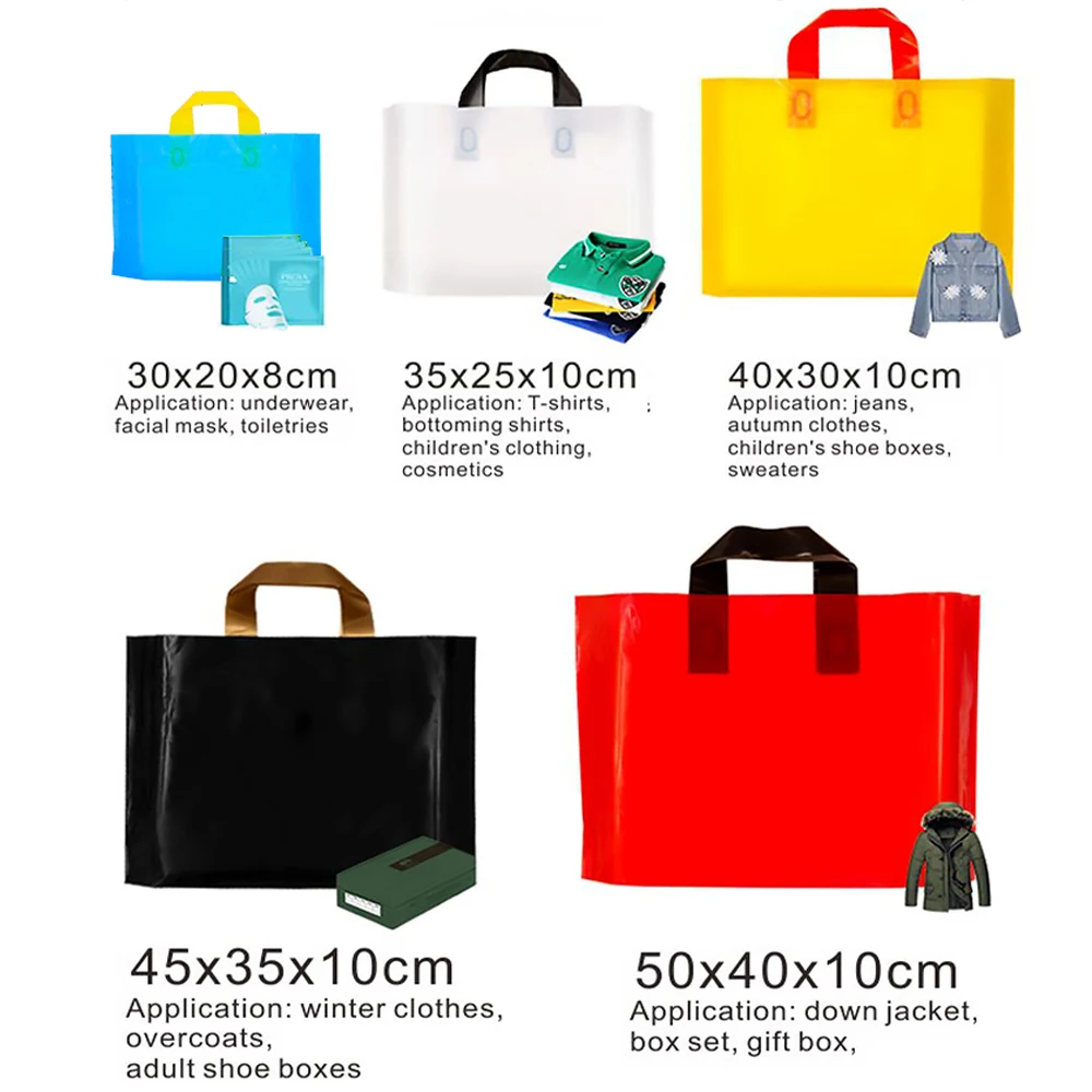 100pcs Custom Logo Colorful Shopping Bags With Handle Plastic Gift Bag Print One Color Logo On Double-sided Free Design Print