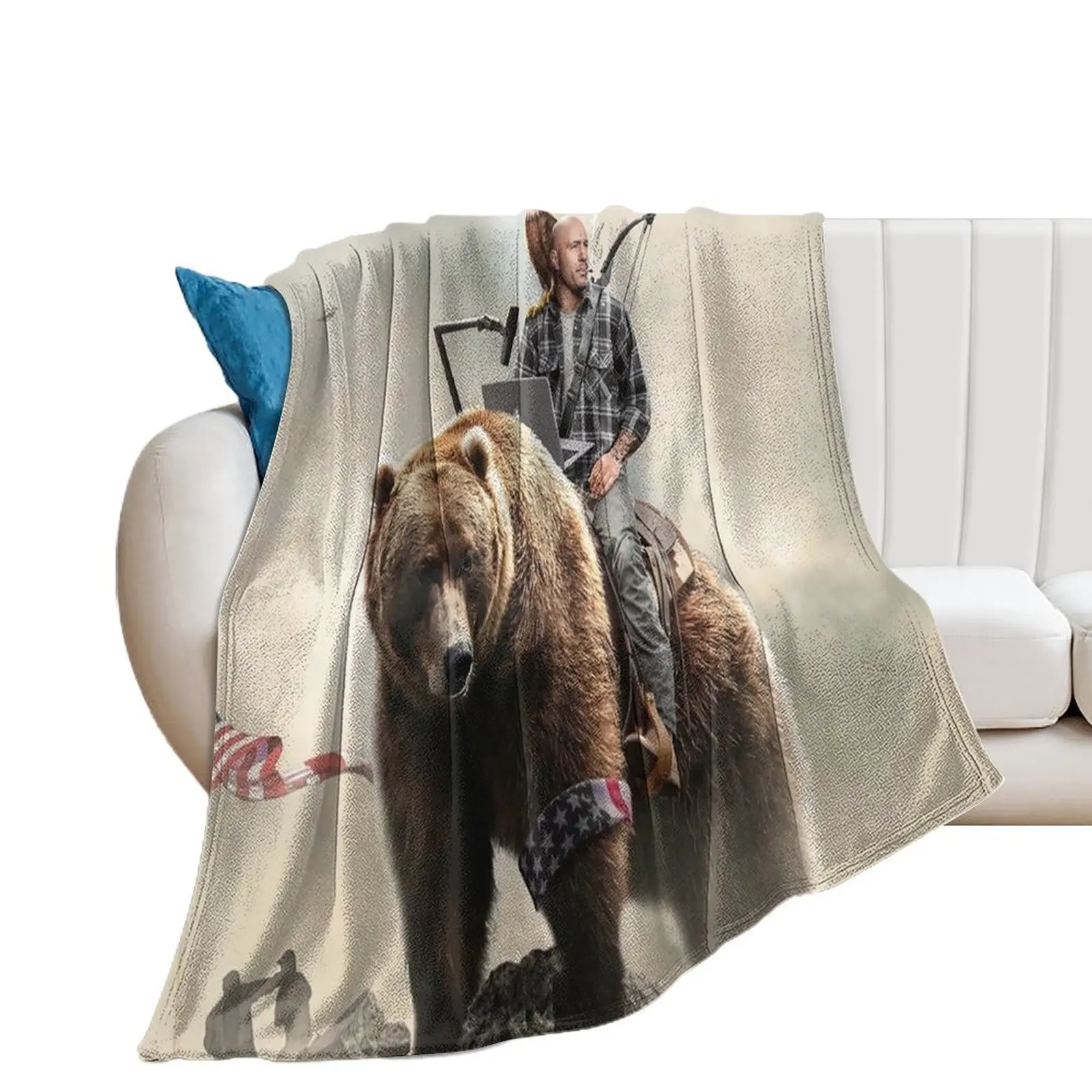 

Joe Rogan Riding A Bear (+ Aliens) Throw Blanket decorative halloween Baby Soft Plush Plaid Blankets