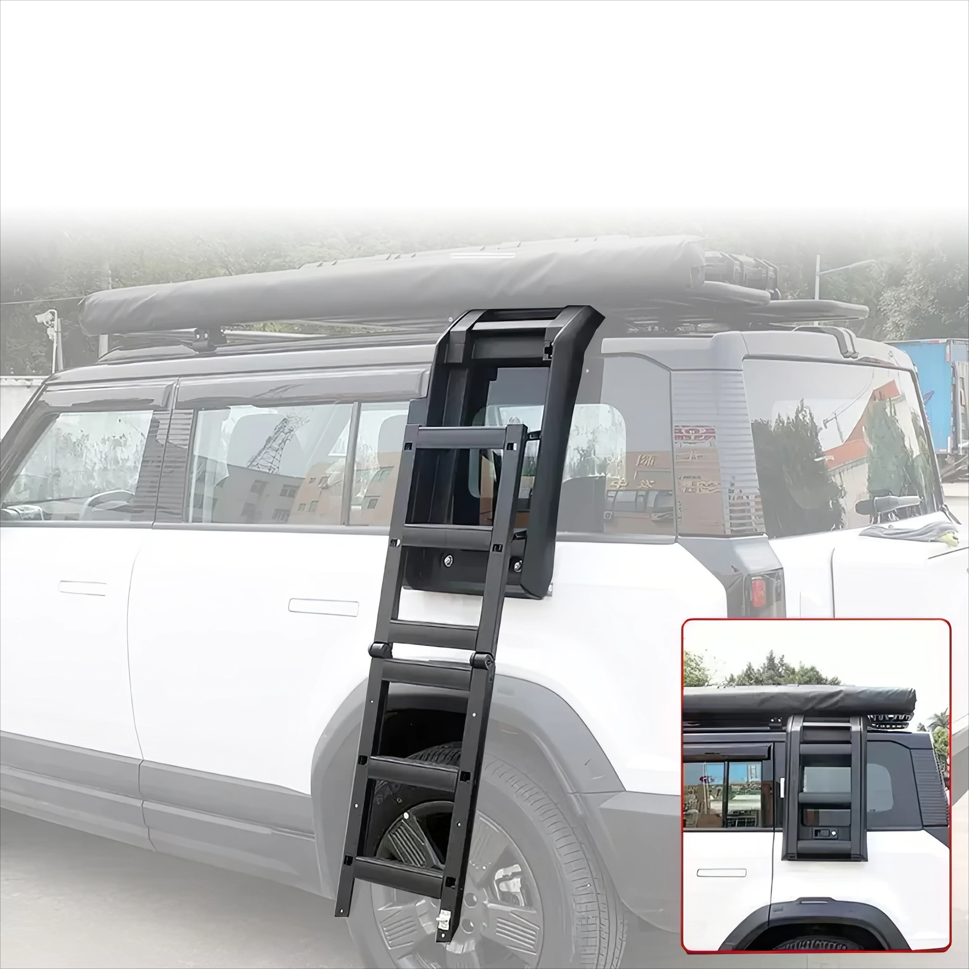 

High Quality Car Modification Jaecoo J6 Accessories Aluminium Alloy Climbing Foldable Side Ladder for Chery ICAR 03 Accessories